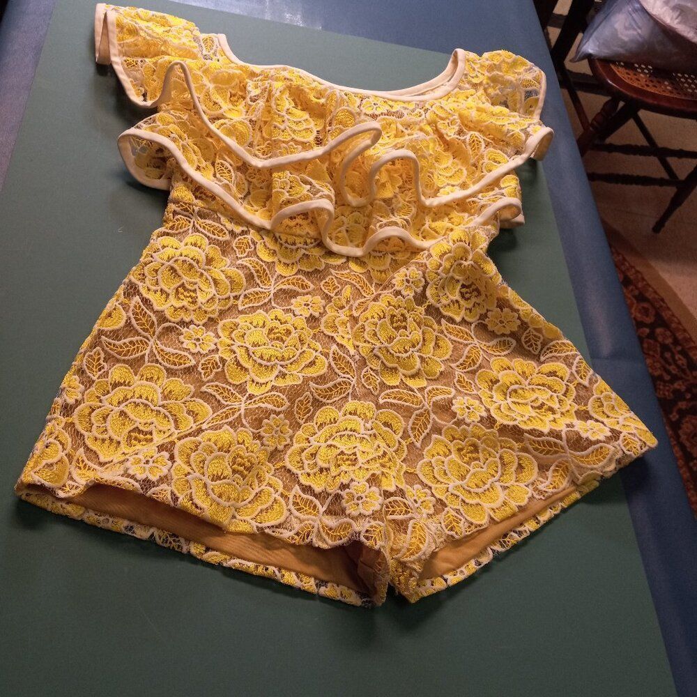 Alexis Yellow Floral Lace High-Waist Shorts